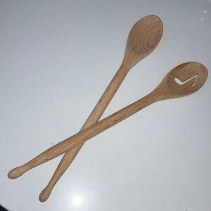 Cooking Wooden Spoons Set of 2 new handmade one has musical clef design